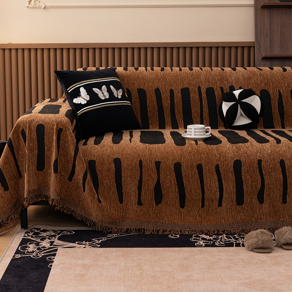 Chenille-sofatrekk med geometrisk tribalmønster – Tribal Lines