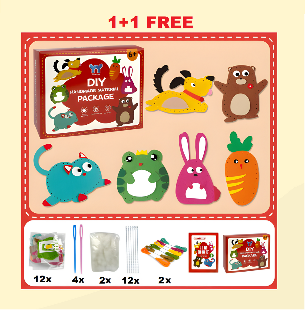 Kletshuts™ SewingCraft 1+1 GRATIS: DIY Dyr Sying Kit Barn Kreativt Håndverk Sett