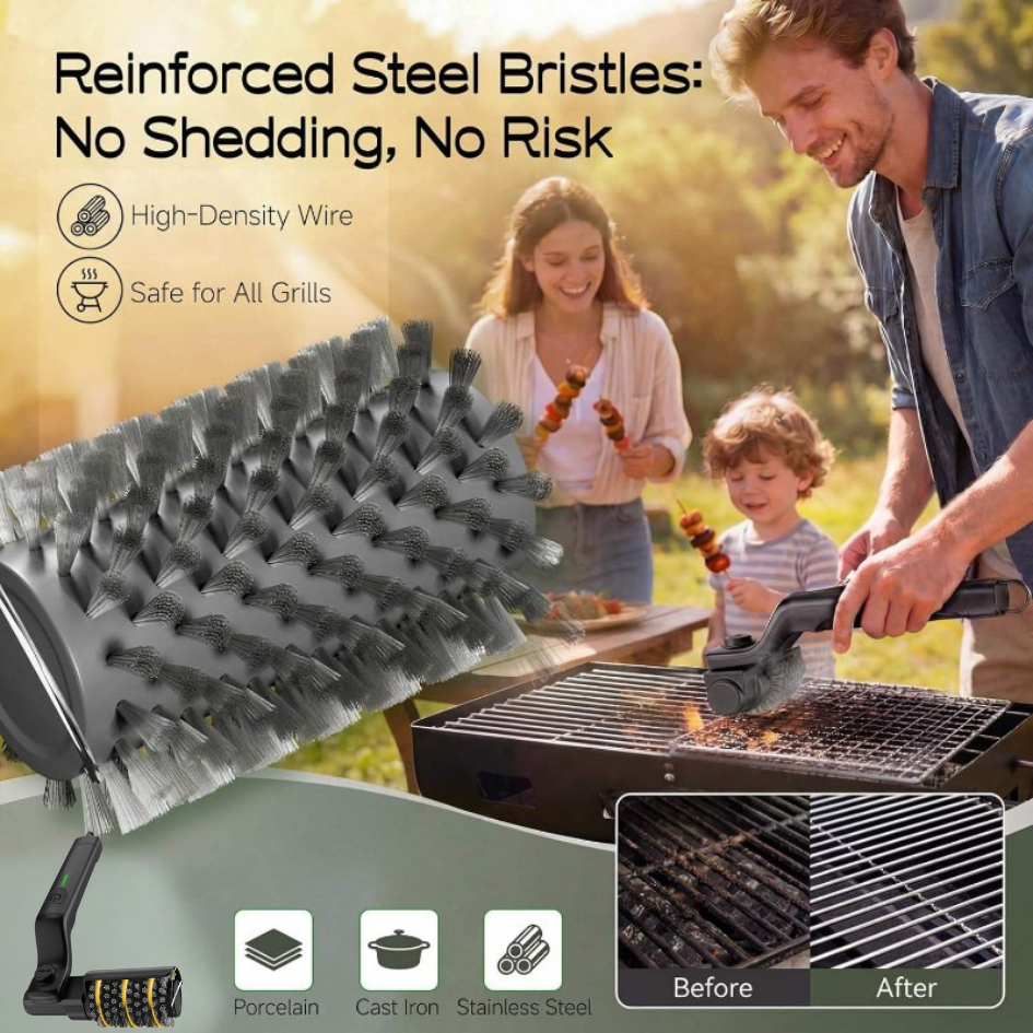 Globetrek° PowerBrush: Elektrisk Power Grill Rengjøringsbørste Med Roterende Dyp Rengjøring
