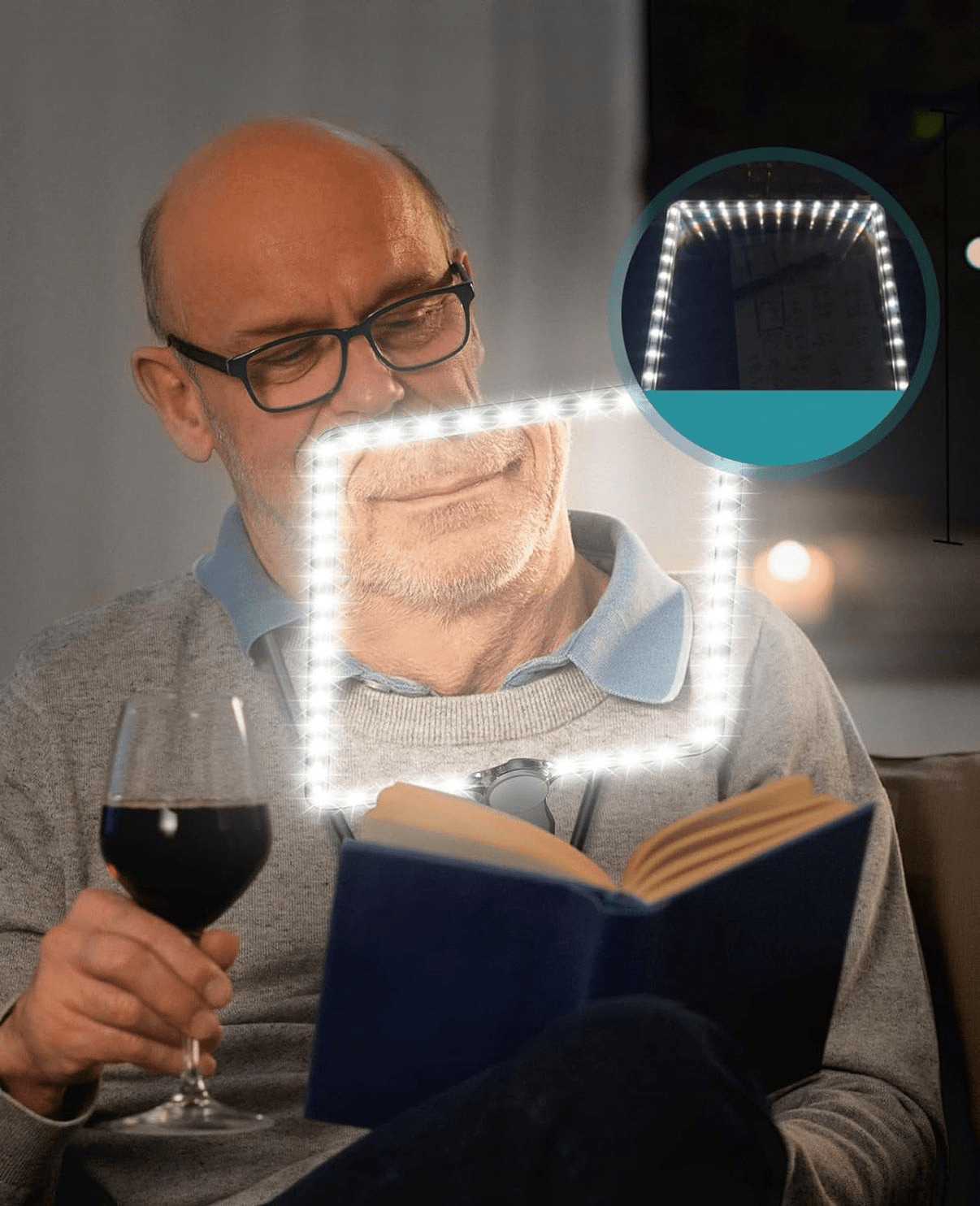 Håndfri Forstørrelsesglass med LED - lys – 5X Forstørrelse, Fleksibel Holder & USB - oppladbar - NordHjem