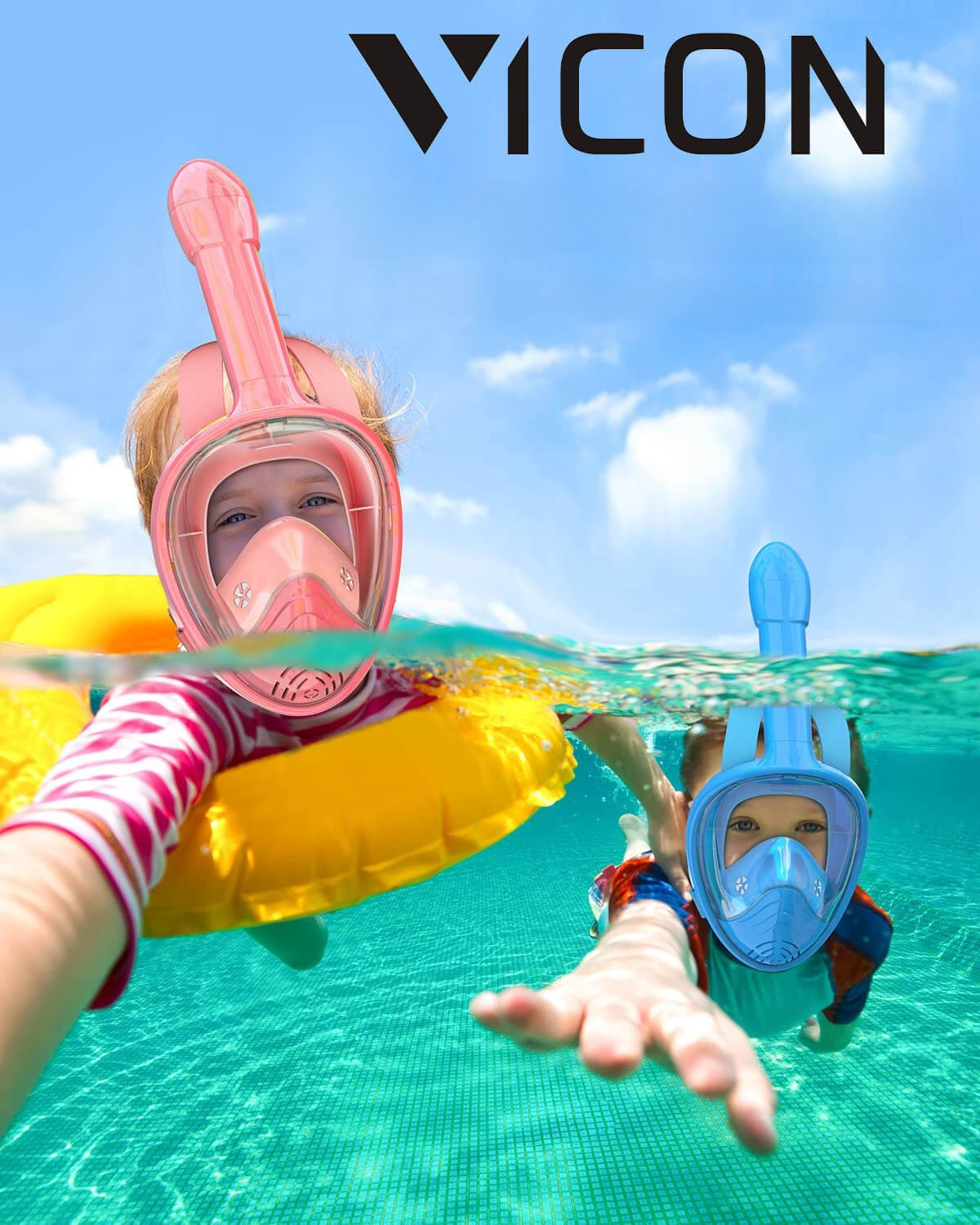 Vicon helmaske snorkel for barn – 180° panoramautsikt, anti - dugg, lekkasjesikker, enkel pusting - NordHjem