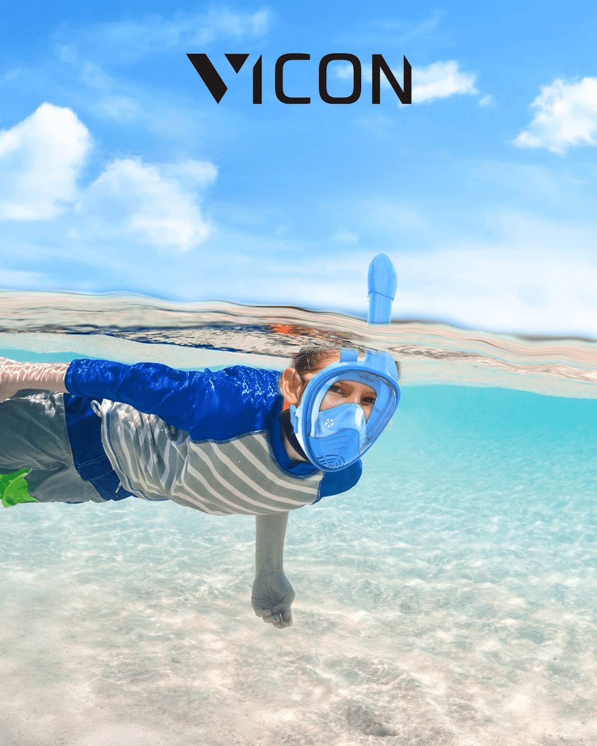 Vicon helmaske snorkel for barn – 180° panoramautsikt, anti - dugg, lekkasjesikker, enkel pusting - NordHjem