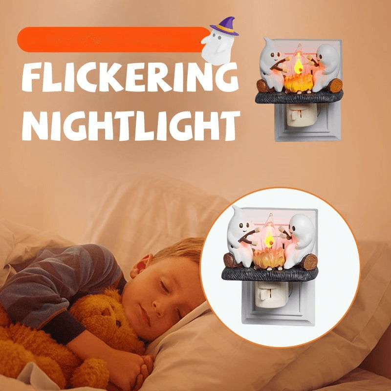 Spøkelseslampe med Bål – Søt Nattlampe med LED for Barn & Hjemmedekor - NordHjem