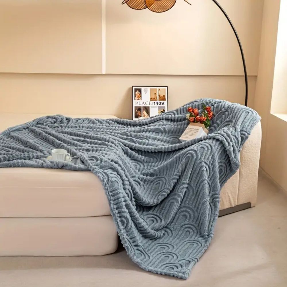 Velura plysjpledd med buemønster – Mocha Taupe