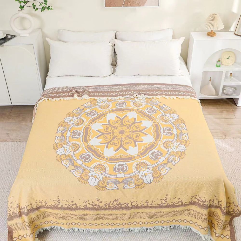 Wander boho-bomullspledd med mandala