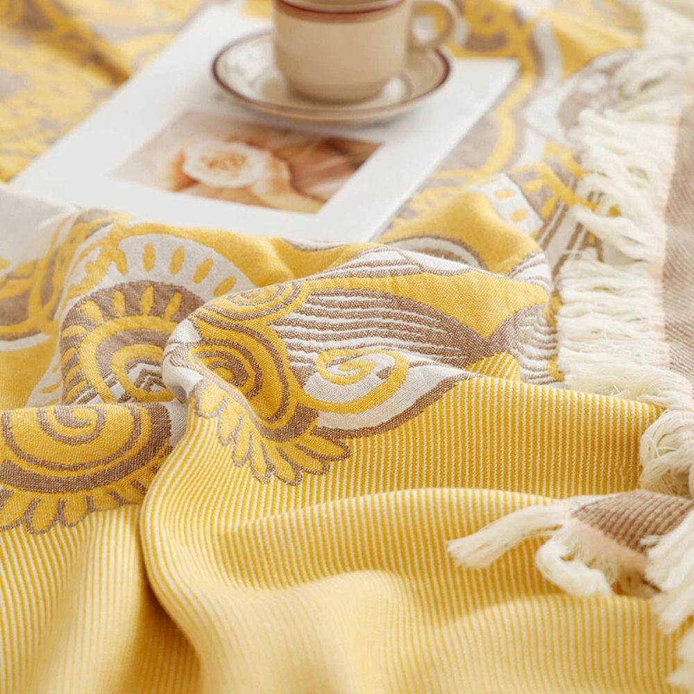 Wander boho-bomullspledd med mandala