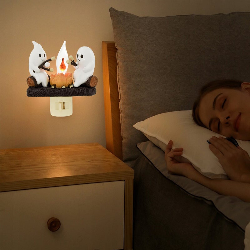 Spøkelseslampe med Bål – Søt Nattlampe med LED for Barn & Hjemmedekor - NordHjem