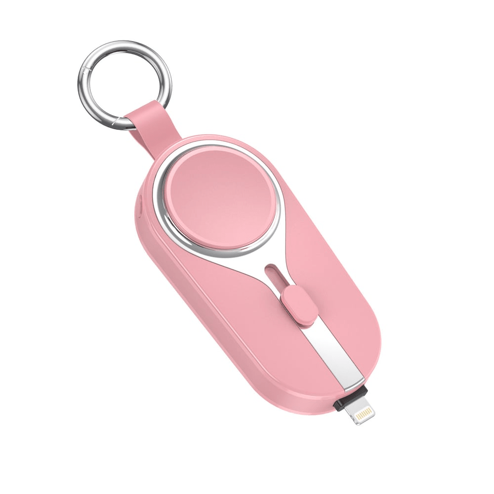 KeyPact Duo 2 - i - 1 Mini Powerbank med Klokkelader – 2000mAh, Type - C & Lightning, Robust med Karabinkrok - NordHjem