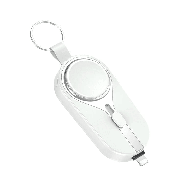 KeyPact Duo 2 - i - 1 Mini Powerbank med Klokkelader – 2000mAh, Type - C & Lightning, Robust med Karabinkrok - NordHjem