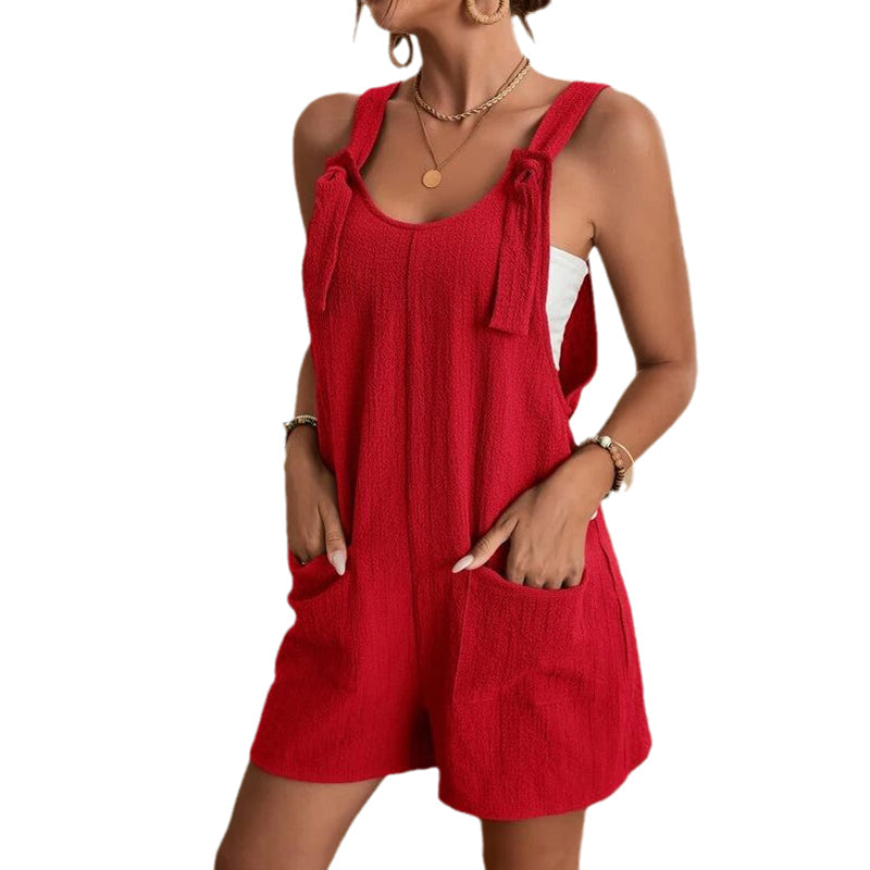 Stilig uformelle u-hals korte jumpsuits for kvinner