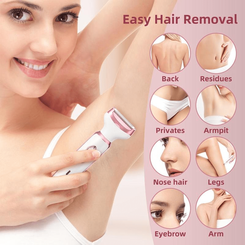 4 - i - 1 Elektrisk Bikini Trimmer & Barbermaskin for Kvinner – Glatt, Smertefri & Sikker Hårfjerning - NordHjem