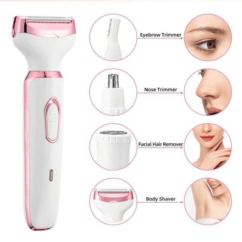 4 - i - 1 Elektrisk Bikini Trimmer & Barbermaskin for Kvinner – Glatt, Smertefri & Sikker Hårfjerning - NordHjem