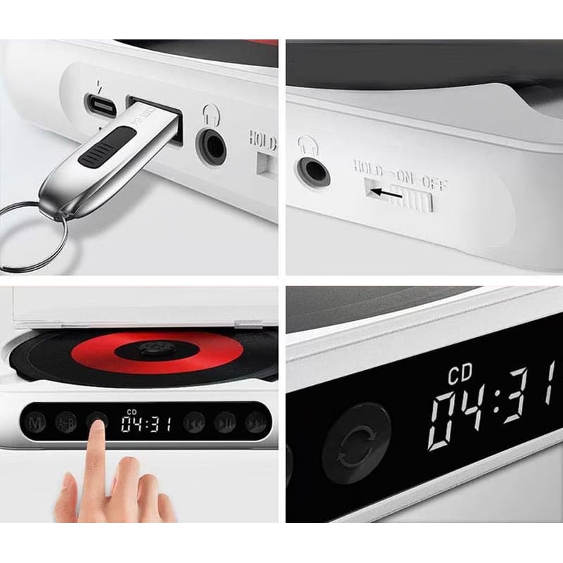Bærbar Bluetooth-kompatibel CD-spiller
