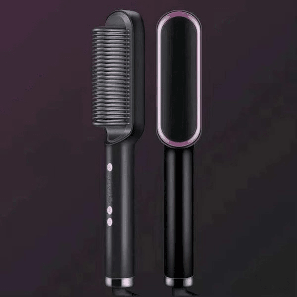 2 - i - 1 Hårbørste & Rettetang | Anti - Frizz, Glatt & Enkel Styling | PTC Oppvarming | For Alle Hårtyper & Skjegg - NordHjem