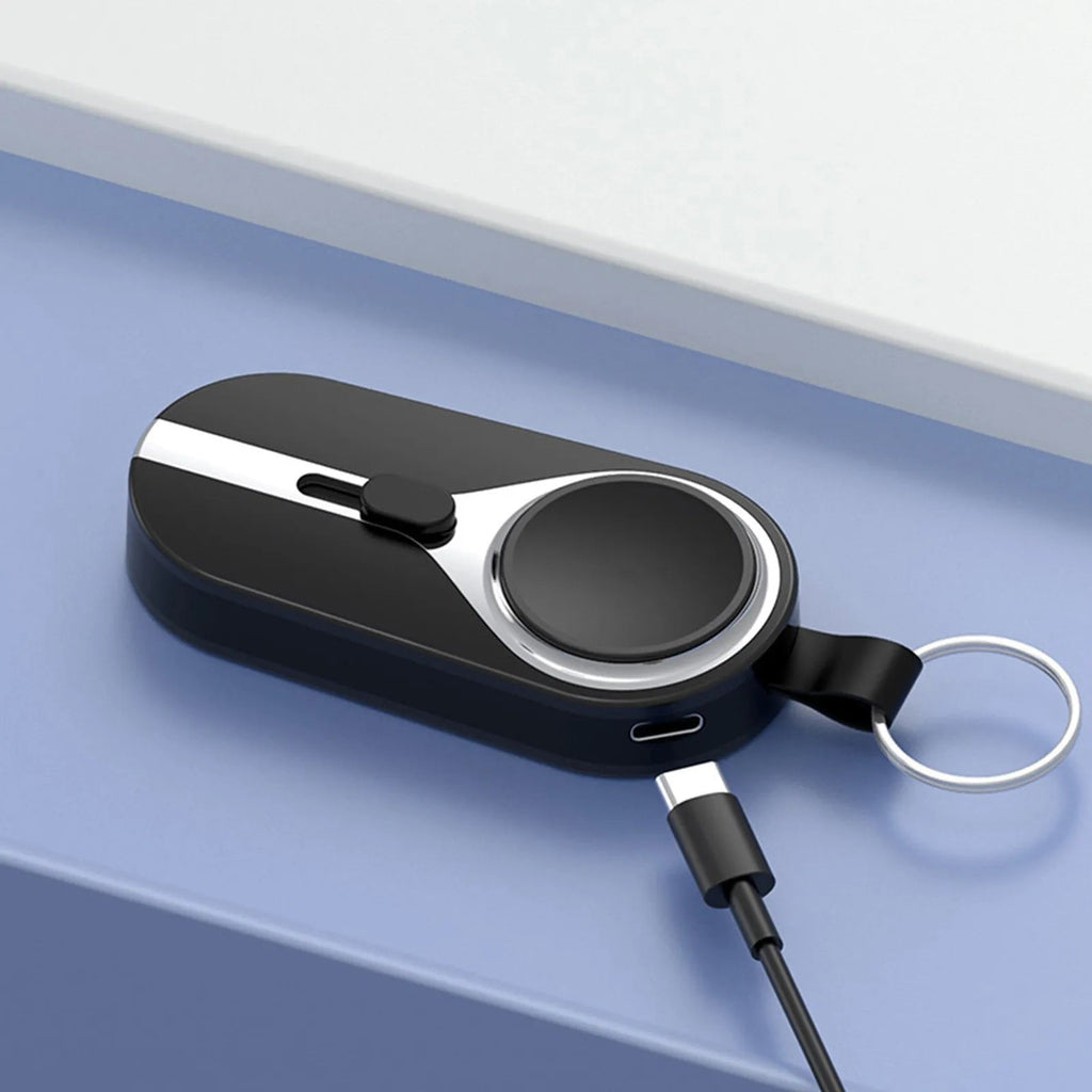 KeyPact Duo 2 - i - 1 Mini Powerbank med Klokkelader – 2000mAh, Type - C & Lightning, Robust med Karabinkrok - NordHjem