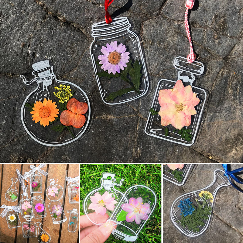 Gjennomsiktige bokmerker for tørkede blomster