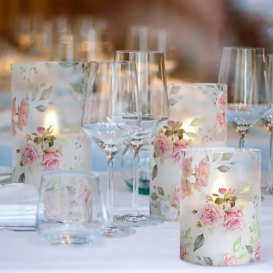 Ledsen™ FloralCandle: Koselig Elegant Glød Delikat Blomstertrykk LED Stearinlys Sett