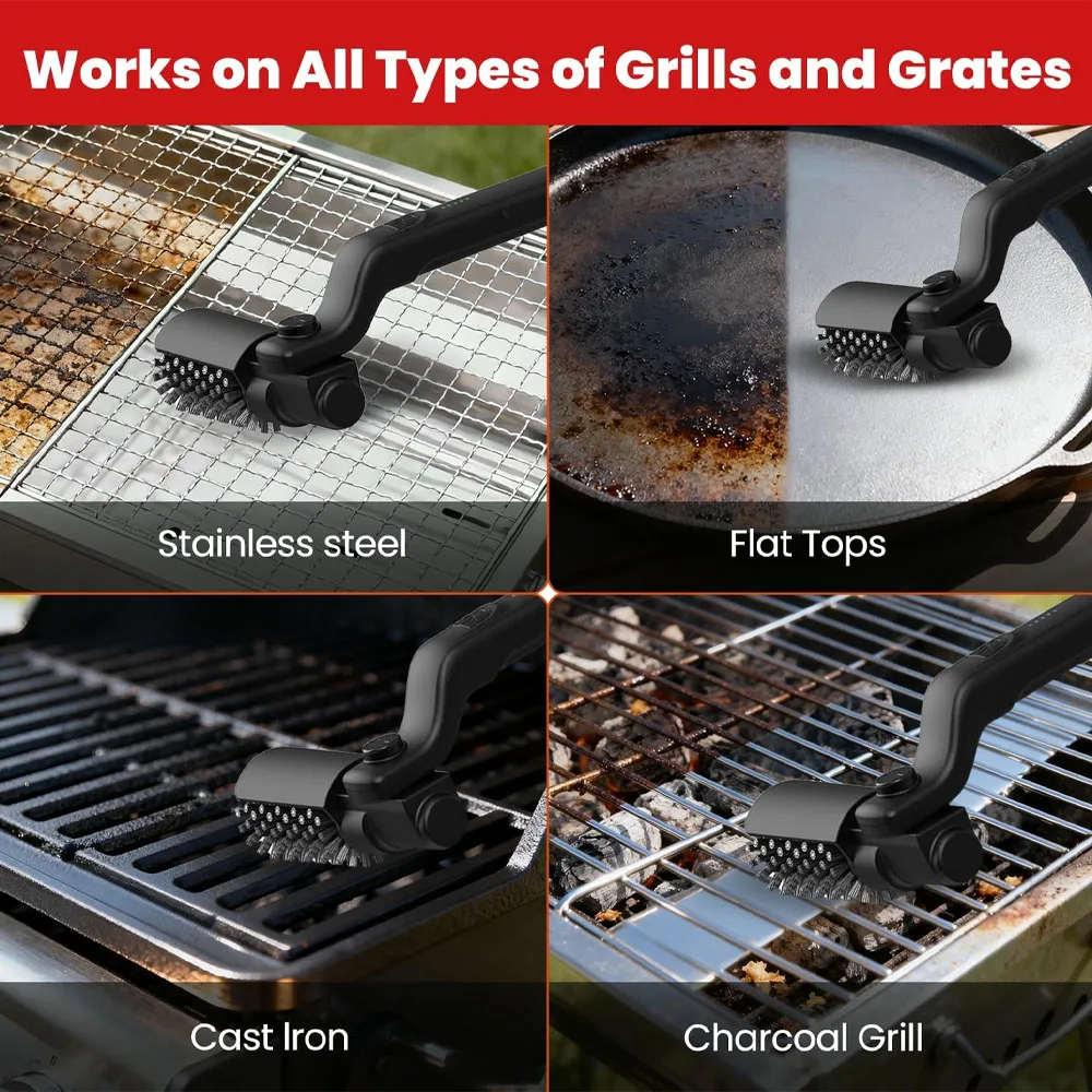 Globetrek° PowerBrush: Elektrisk Power Grill Rengjøringsbørste Med Roterende Dyp Rengjøring