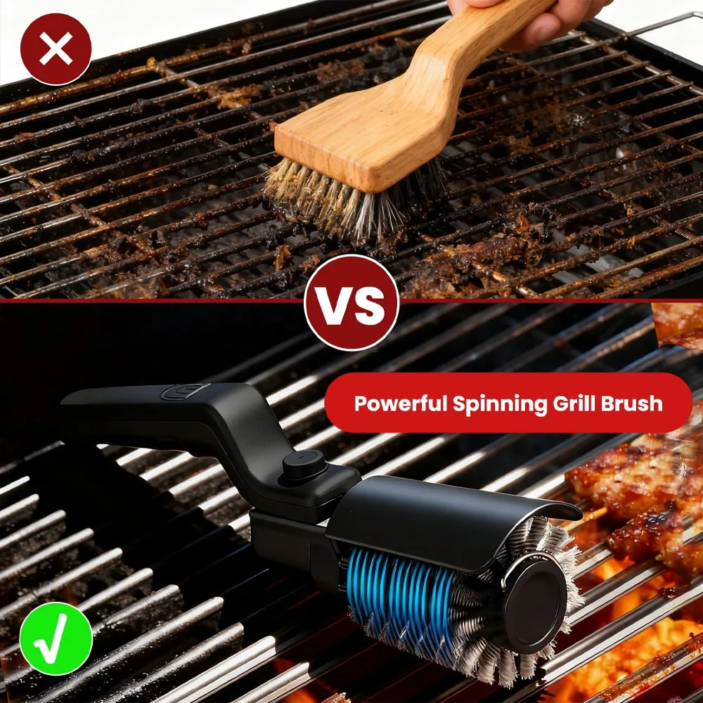 Globetrek° PowerBrush: Elektrisk Power Grill Rengjøringsbørste Med Roterende Dyp Rengjøring