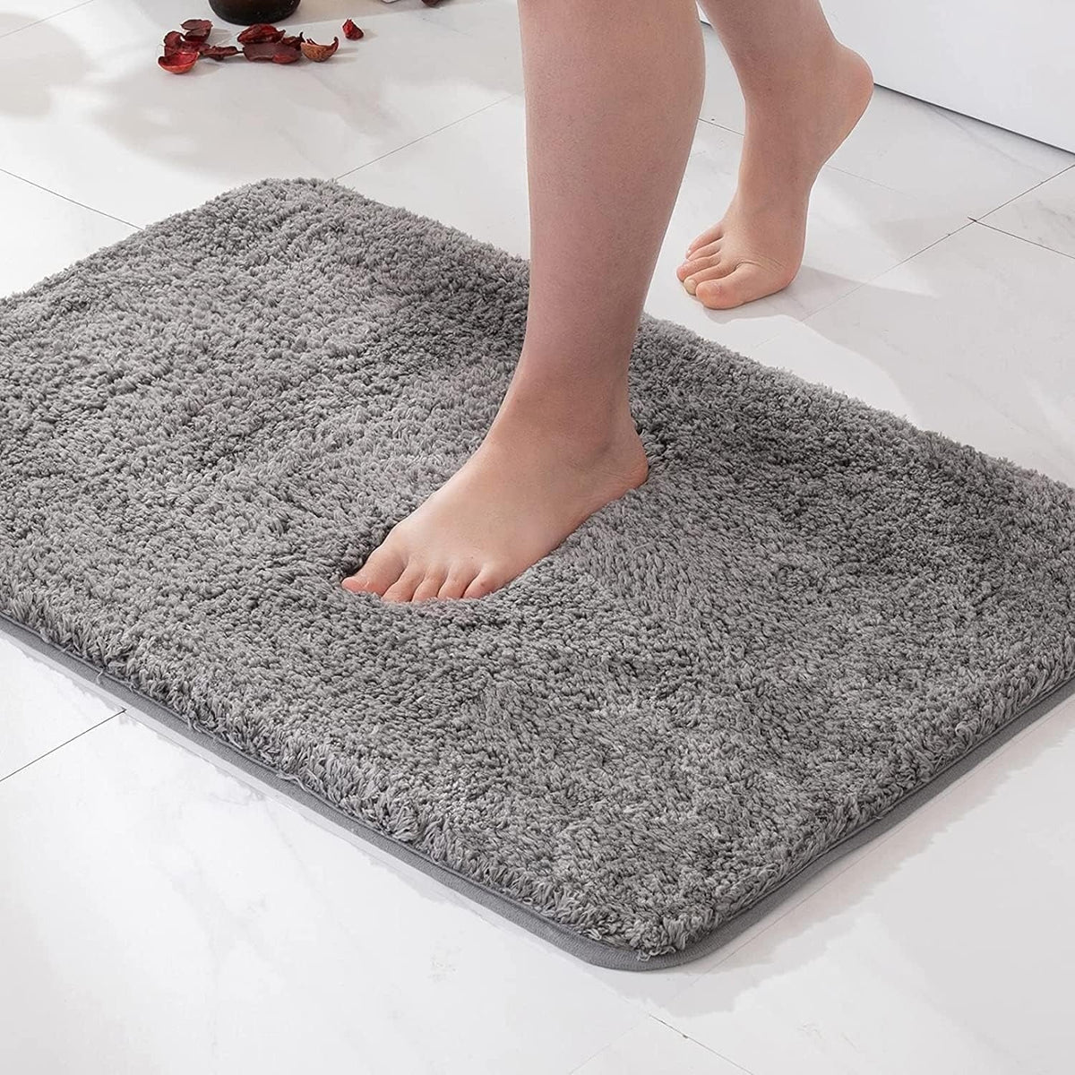Badematte i lodden plysj – Blå
