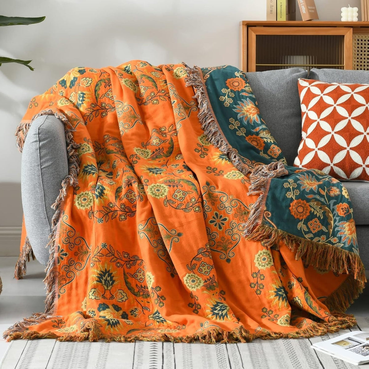 Marigold vendbart bomullspledd – 60"x80"
