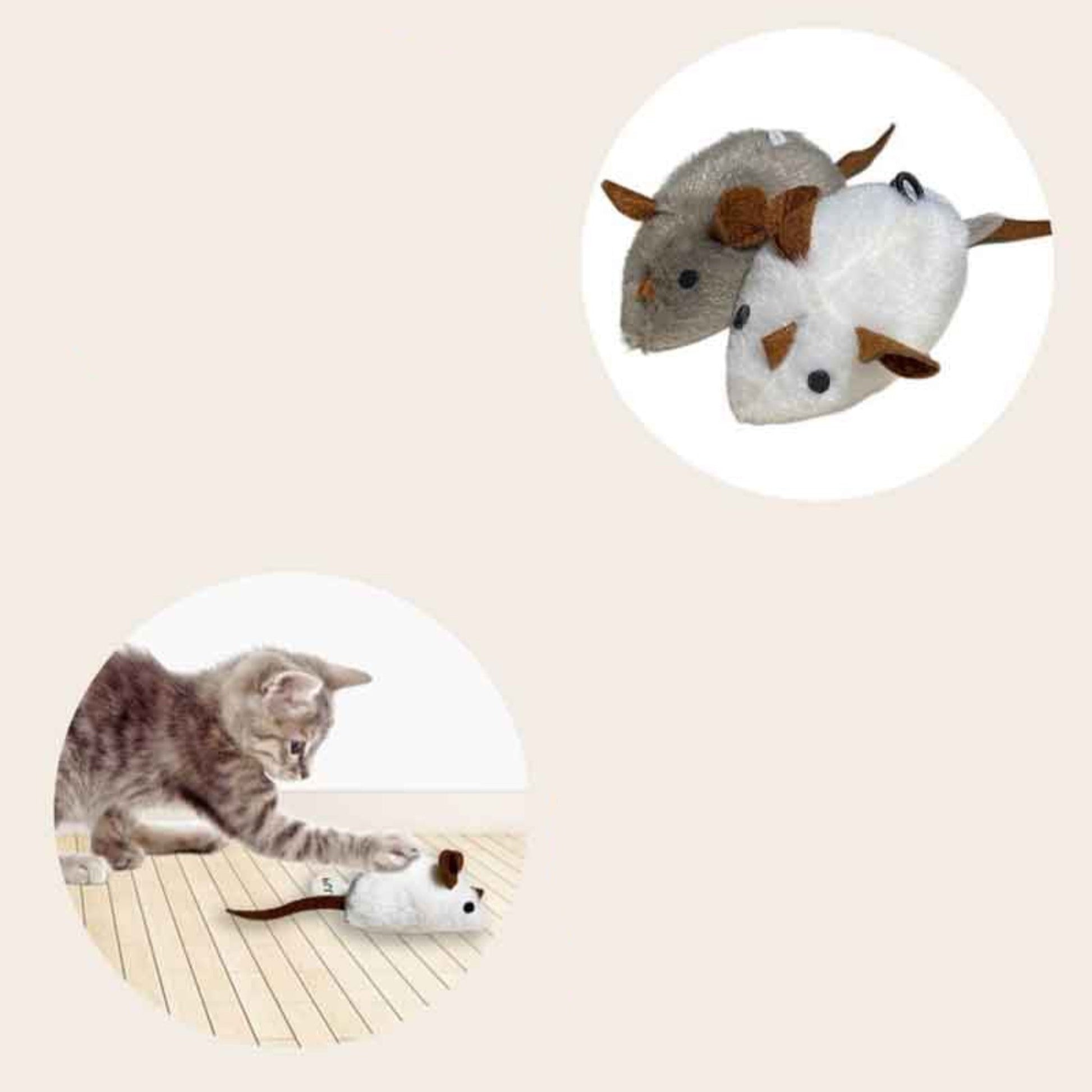 Catfri® SqueakyMouse 1+1 GRATIS: Realistisk Interaktiv Plysj Katte Leke Pepende Mus