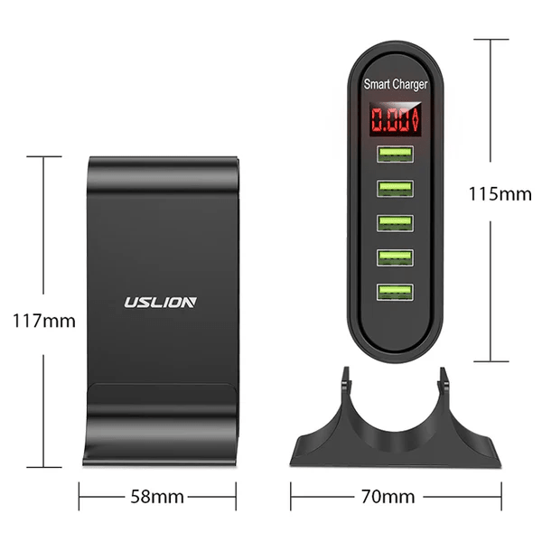 5 - Port USB - ladestasjon – Rask og effektiv lader for flere enheter hjemme og på kontoret - NordHjem