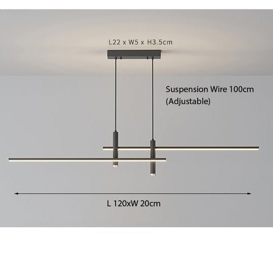 LumiLine moderne lineær LED-taklampe i matt sort over kjøkkenøy