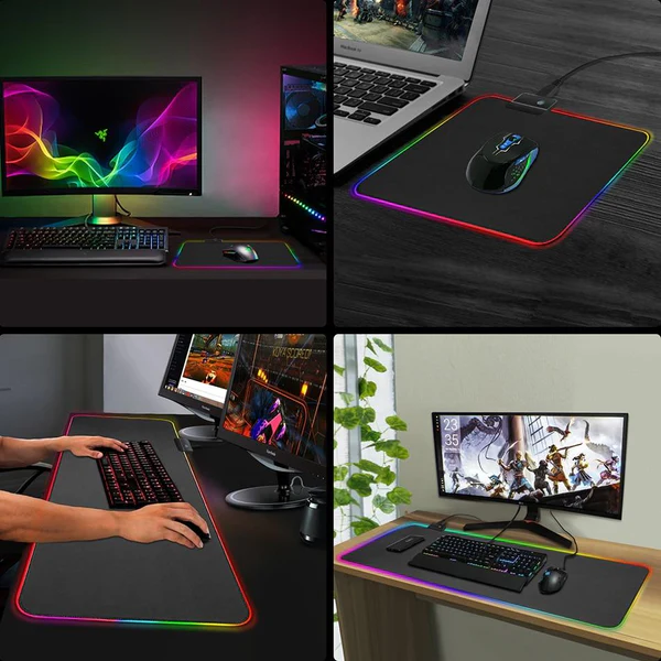 RGB Gaming Musematte med 13 Lysmoduser, Nano - Teksturert Overflate & Skli - Sikker Bunn - NordHjem