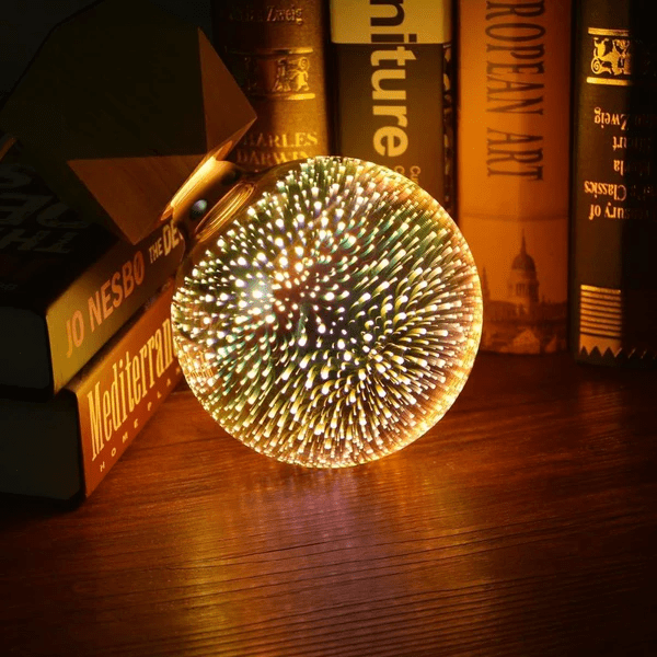 3D LED Dekorativ Lyspære – Sølvbelagt Glass, E27, 6.3 Tommer - NordHjem